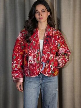 House of Sundar Vivienne Jacket Coat Patchwork Patterned XL Floral Fall Colorful